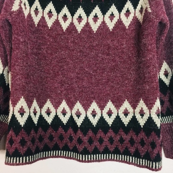ENTRO Wide Square‎ Neck Diamond Pattern Sweater - Picture 3 of 11